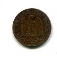 Francia, Napoleone III (1852-1870): 5 centesimi 1864-K (Gadoury#155)
