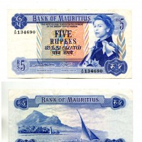 Mauritius: 5 rupie (1967) (Pick#30a)