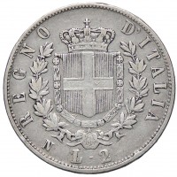 Vittorio Emanuele II (1861-1878): 2 lire 1862-Na (Gigante#55)