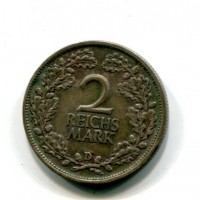 Germania, Repubblica di Weimar (1919-1933): 2 reichsmark 1926-D (KM#45)
