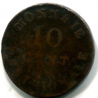 Francia, Luigi XVIII, Assedio di Anversa (feb.-mag. 1814): 10 cent. 1814 (Gadoury#193d)
