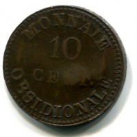 Francia, Luigi XVIII, Assedio di Anversa (feb.-mag. 1814): 10 cent. 1814 (Gadoury#194c), conio medaglia, bordo liscio.
