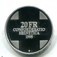 Svizzera, Confederazione: 20 franchi 1995 "Regina dei serpenti"