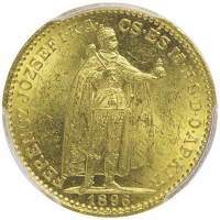 Ungheria, Francesco Giuseppe (1848-1916): 20 korona 1896-KB (KM#486), in slab PCGS MS62