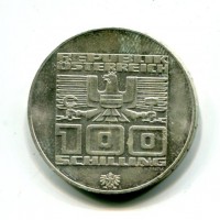 Austria, Repubblica: 100 scellini 1975 "Olimpiadi Invernali 1976" (KM#2928)