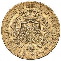 Carlo Felice (1821-1831): 20 lire 1825-To (Gigante#25)