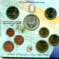 Italia 2006: serie annuale, 9 pezzi (5 euro in argento), data scritta a penna sulla confezione