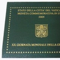 Vaticano 2005: 2 euro commemorativi "XX Giornata mondiale della gioventù", in confezione originale, di crescente rarità