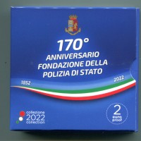 Italia 2022: 2 euro commemorativo "Polizia di Stato", in confezione ufficiale, tiratura 10.000 pezzi -PROOF-
