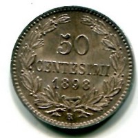 San Marino: 50 cent 1898 (Gigante#29), con cartellino di provenienza Crippa
