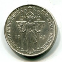 Germania, Repubblica di Weimar (1919-1933): 3 reichsmark "Meissen" 1929-E (KM#65)