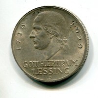 Germania, Repubblica di Weimar (1919-1933): 3 reichsmark "Lessing" 1929-D (KM#60)