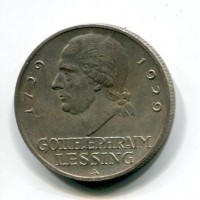 Germania, Repubblica di Weimar (1919-1933): 3 reichsmark "Lessing" 1929-A (KM#60)