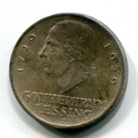 Germania, Repubblica di Weimar (1919-1933): 3 reichsmark "Lessing" 1929-J (KM#60)
