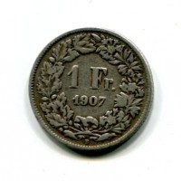 Svizzera, Confederazione: 1 franco 1907
