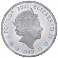 Gran Bretagna, Elisabetta II (1952-2022): 2 sterline 2021 "The WHO", in slab NGC PF68 ULTRA CAMEO