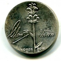Norvegia, Olav V (1957-1991): 50 kroner 1978 (KM#424)
