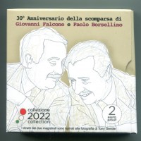 Italia 2022: 2 euro commemorativo "30° Anniversario della Scomparsa di G. Falcone P. Borsellino"  in confezione ufficiale, tiratura 10.000 pezzi -PROOF-
