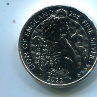 Gran Bretagna, Elisabetta II (1952-2022): 5 pounds 2022 "Lion of England"
