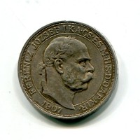 Ungheria, Francesco Giuseppe (1848-1916): 5 Korona 1907 (KM#489)
