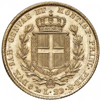 Carlo Alberto (1831-1849): 20 lire 1849-Ge (Gigante#44)