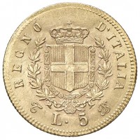 Vittorio Emanuele II (1861-1878): 5 lire 1863-To (Gigante#29)