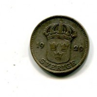 Svezia, Gustaf V (1907-1950): 25 ore 1929 (KM#785)

