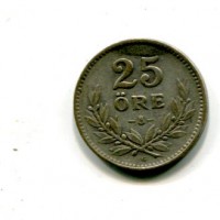 Svezia, Gustaf V (1907-1950): 25 ore 1929 (KM#785)

