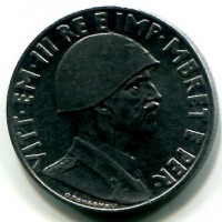 Albania, Vittorio Emanuele III (1939-1943): 1 lek 1939-XVIII (Gigante#6a), magnetico
