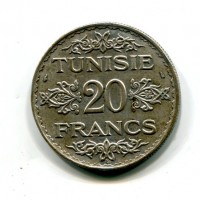 Tunisia, Protettorato Francese, monetazione anonima: 20 franchi 1353 (KM#263)
