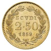 Roma, Pio IX (1846-1870): 2,50 scudi 1859-XIII (Gigante#28), in slab NGC MS64