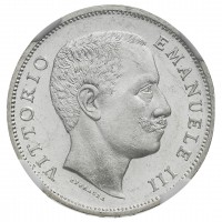 Vittorio Emanuele III (1900-1943): 1 lira 1907 "Aquila Sabauda" (Gigante#131), in slab NGC MS64