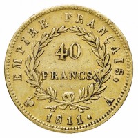 Francia, Napoleone I (1804-1814): 40 franchi 1811-A (Gadoury#1084)
