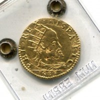 Milano, Filippo II (1556-1598): doppia 1589 (MIR#301/8), difetti del tondello, periziata G.Erpini
