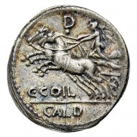 Coelia, C. Coelius Caldus (104 a.C.): denario (Crawford#318/1a; Babelon, Coelia#2), grammi 3,86, Bellissima patina iridescente ed ottimamente centrata, rara in questa qualità