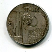 Vittorio Emanuele III (1900-1943): 20 lire 1928-VI "Elmetto" (Gigante#44)
