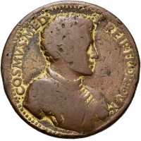 Firenze, Cosimo I de' Medici (1536-1574): medaglia "SALVS PVBLICA", opus Domenico di Polo de' Vetri (Armand,I#144.3; Attwodd#782), mm 34, grammi 17.20. Tracce di antica doratura