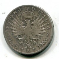 Vittorio Emanuele III (1900-1943): 2 lire 1905 "Aquila Sabauda" (Gigante#93)
