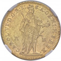 Ungheria: ducato 1739-KB,slab NGC AU55