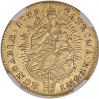Ungheria: ducato 1739-KB,slab NGC AU55