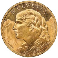 Svizzera, Confederazione: 100 franchi 1925-B (Fr#502;HMZ#1193a), in slab NGC MS64