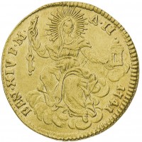 Roma, Benedetto XIV (1740-1758): zecchino 1741 (Muntoni,III,174#7; CNI,XVII,108#85), grammi 3.40