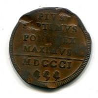 Roma, Pio VII (1800-1823): 1 baiocco 1801 (Gigante#53), molti colpi 
