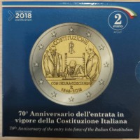 Italia 2018: 2 euro commemorativo "70° anniversario della Costituzione italiana", nella scatola originale