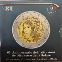 Italia 2018: 2 euro commemorativo "Ministero della Salute", nella scatola originale