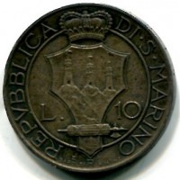 San Marino: 1932, 10 lire (Gigante#21)

