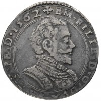 Emanuele Filiberto (1553-1580): lira 1562, zecca di Chambery (CNI, I,198#99; Simonetti#32/2; Ravegnani-Morosini, III, 148#7), grammi 10.83