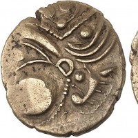 Gallia, Aulerques Eburovices (I sec a.C.): emistatere "au sanglier" (D.T.#2406; Gouet/Petit#107), grammi 3.05, mm 18. Ex Y. Cellard 2003
