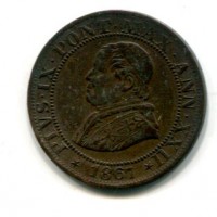 Roma, Pio IX (1846-1870): 1/2 soldo 1867-XXII (Gigante#329)
