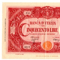 Repubblica Sociale Italiana: 500 lire 08/10/1943 "Grande C" (Gigante#BI,34A)
